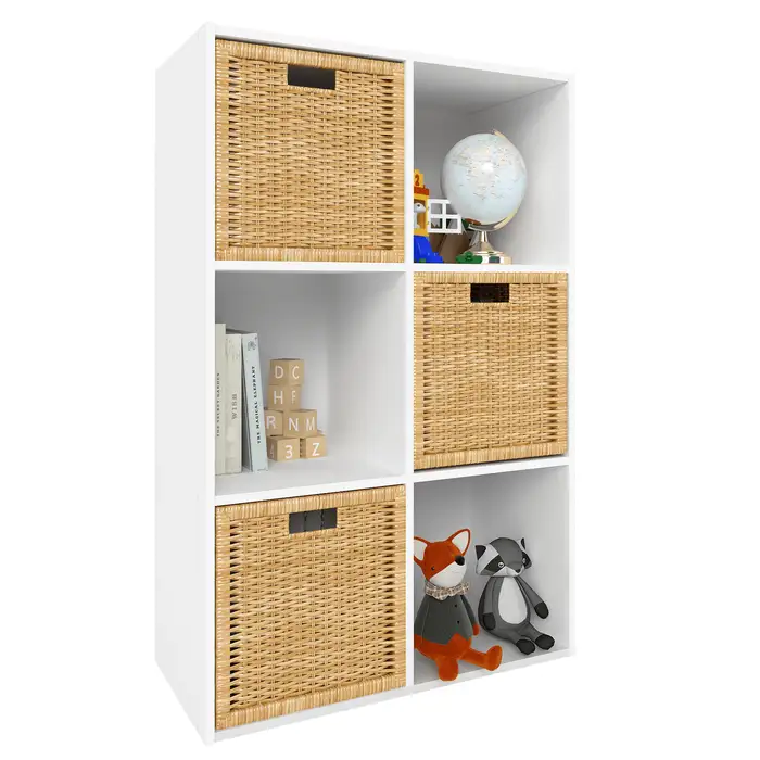 Cube Storage Organizer 6 Cube, Stackable Closet Organizer Storage Shelves, Plastic Storage Shelving Units and Storage Cubes for Clothes Books Toys, Bedroom Living Room Dorm, White