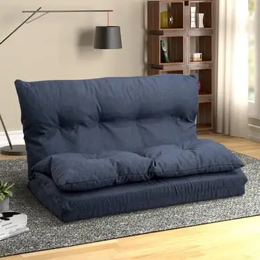 Mainstays Futon Sofa Bed, 72 In Memory Foam, Blue