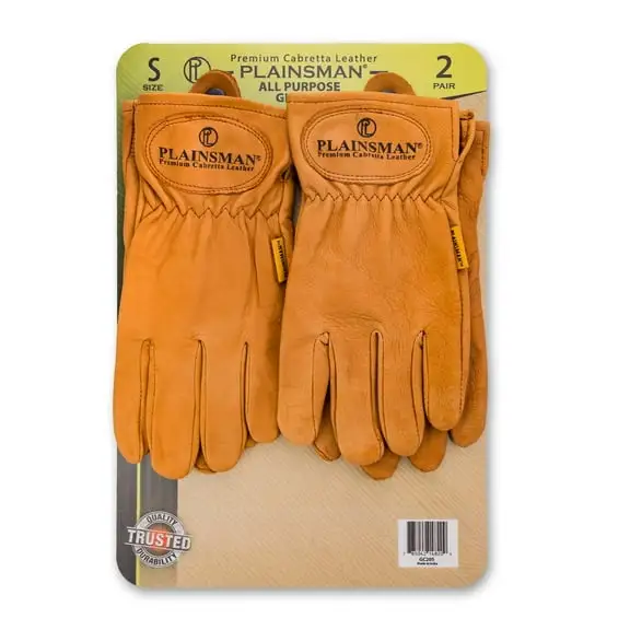 Plainsman Premium Cabretta Brown Leather Gloves, 2 Pairs