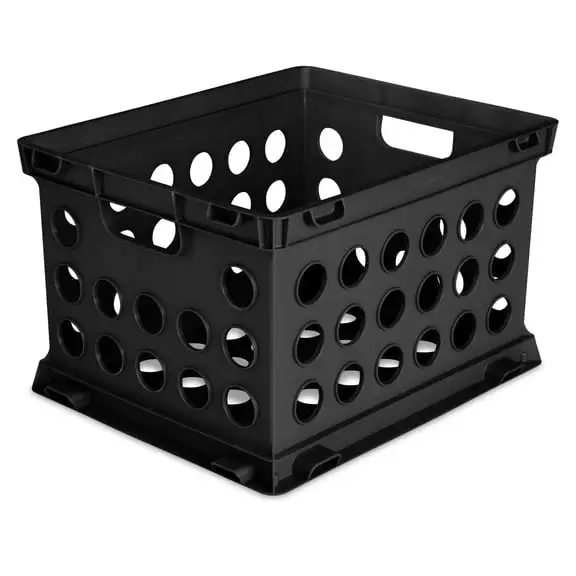 Sterilite Plastic File Storage Crate, Stackable, Black